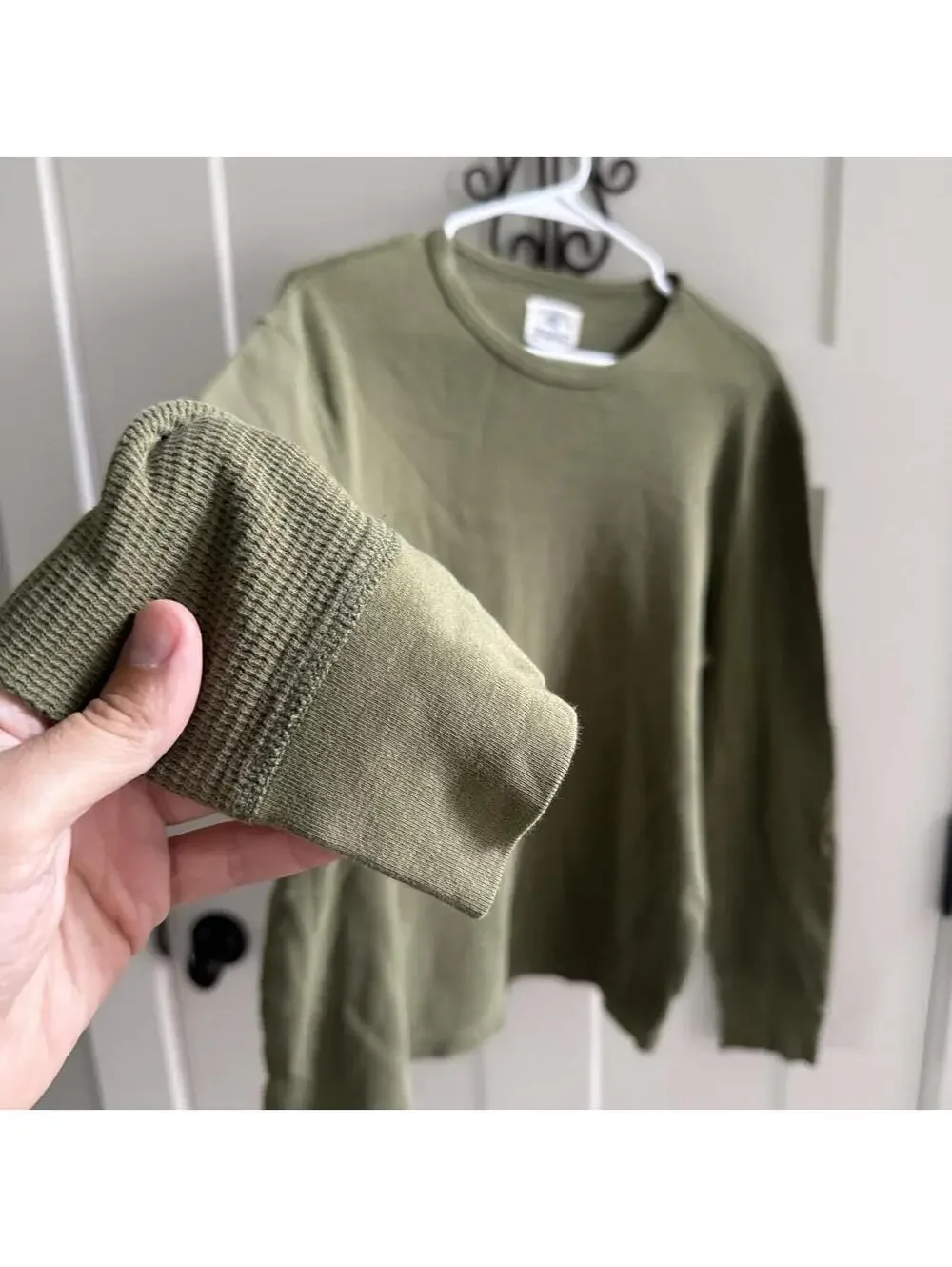 🫒 J.Crew Factory Olive Waffle Knit Thermal Long Sleeve